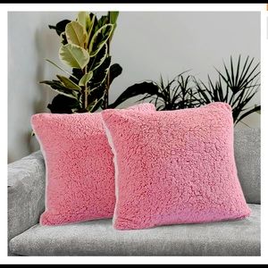 Panku Sherpa Pillow Cover Super Soft 2 Pack With Zipper 20x20 Pink/…